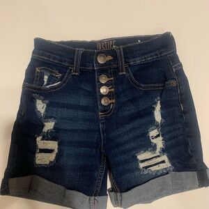 Justice Blue Jean Shorts Distressed Mid-Rise
